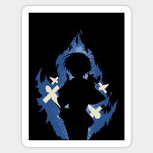 Seika Lamprogue Fire Aura with His Shikigami from The Reincarnation of the Strongest Exorcist in Another World or Saikyou Onmyouji no Isekai Tenseiki in Cool Simple Silhouette (Transparent) Sticker